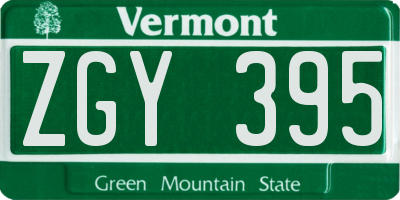 VT license plate ZGY395