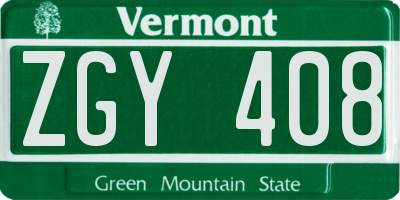 VT license plate ZGY408