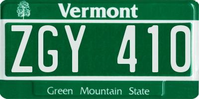 VT license plate ZGY410
