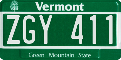 VT license plate ZGY411