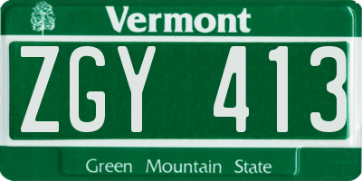 VT license plate ZGY413