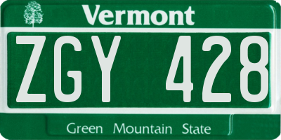 VT license plate ZGY428