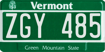 VT license plate ZGY485