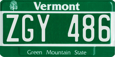VT license plate ZGY486