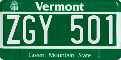 VT license plate ZGY501
