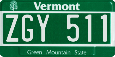 VT license plate ZGY511