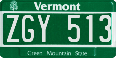 VT license plate ZGY513