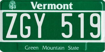 VT license plate ZGY519