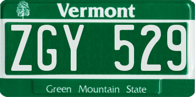 VT license plate ZGY529