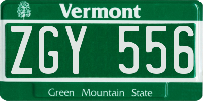 VT license plate ZGY556