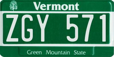 VT license plate ZGY571