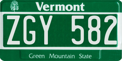 VT license plate ZGY582