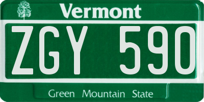 VT license plate ZGY590