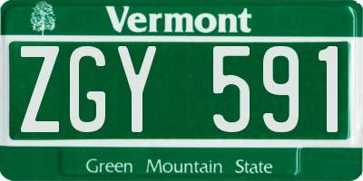 VT license plate ZGY591