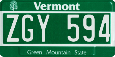 VT license plate ZGY594