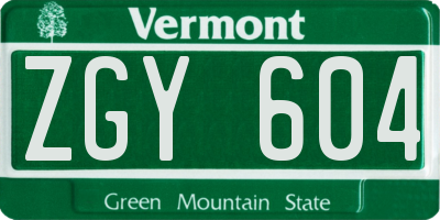 VT license plate ZGY604