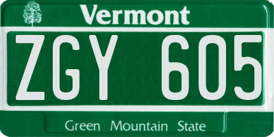 VT license plate ZGY605