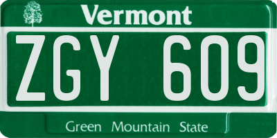 VT license plate ZGY609