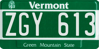 VT license plate ZGY613