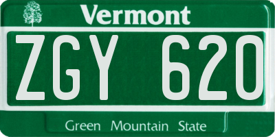 VT license plate ZGY620