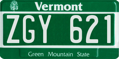 VT license plate ZGY621