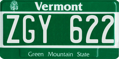 VT license plate ZGY622