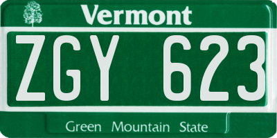 VT license plate ZGY623