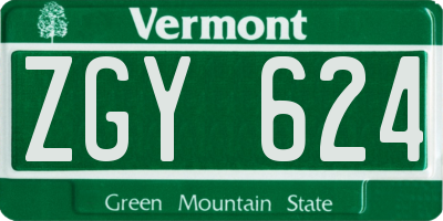 VT license plate ZGY624