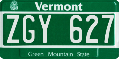 VT license plate ZGY627