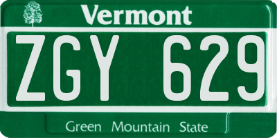 VT license plate ZGY629