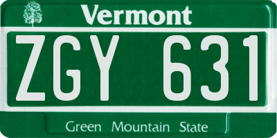 VT license plate ZGY631
