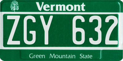 VT license plate ZGY632