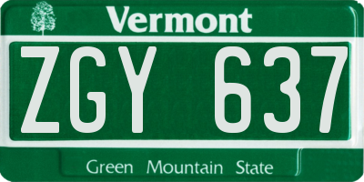 VT license plate ZGY637
