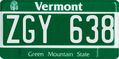 VT license plate ZGY638