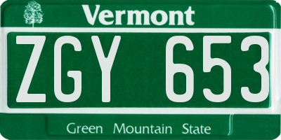 VT license plate ZGY653