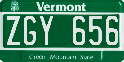 VT license plate ZGY656