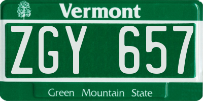 VT license plate ZGY657