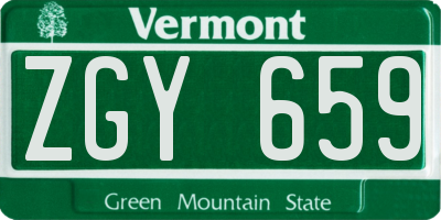 VT license plate ZGY659
