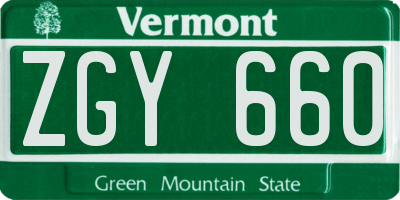 VT license plate ZGY660