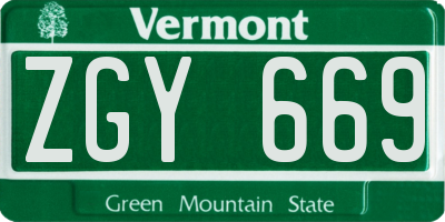 VT license plate ZGY669