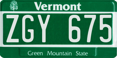 VT license plate ZGY675