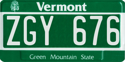 VT license plate ZGY676