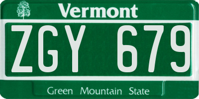 VT license plate ZGY679
