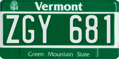 VT license plate ZGY681