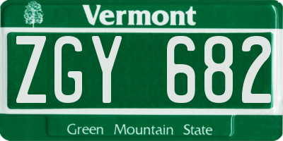 VT license plate ZGY682