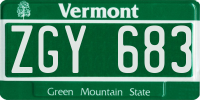 VT license plate ZGY683