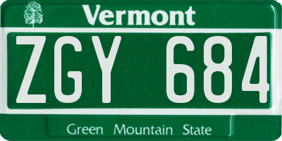 VT license plate ZGY684