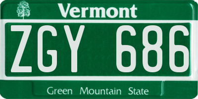 VT license plate ZGY686