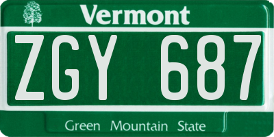 VT license plate ZGY687