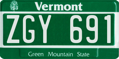 VT license plate ZGY691